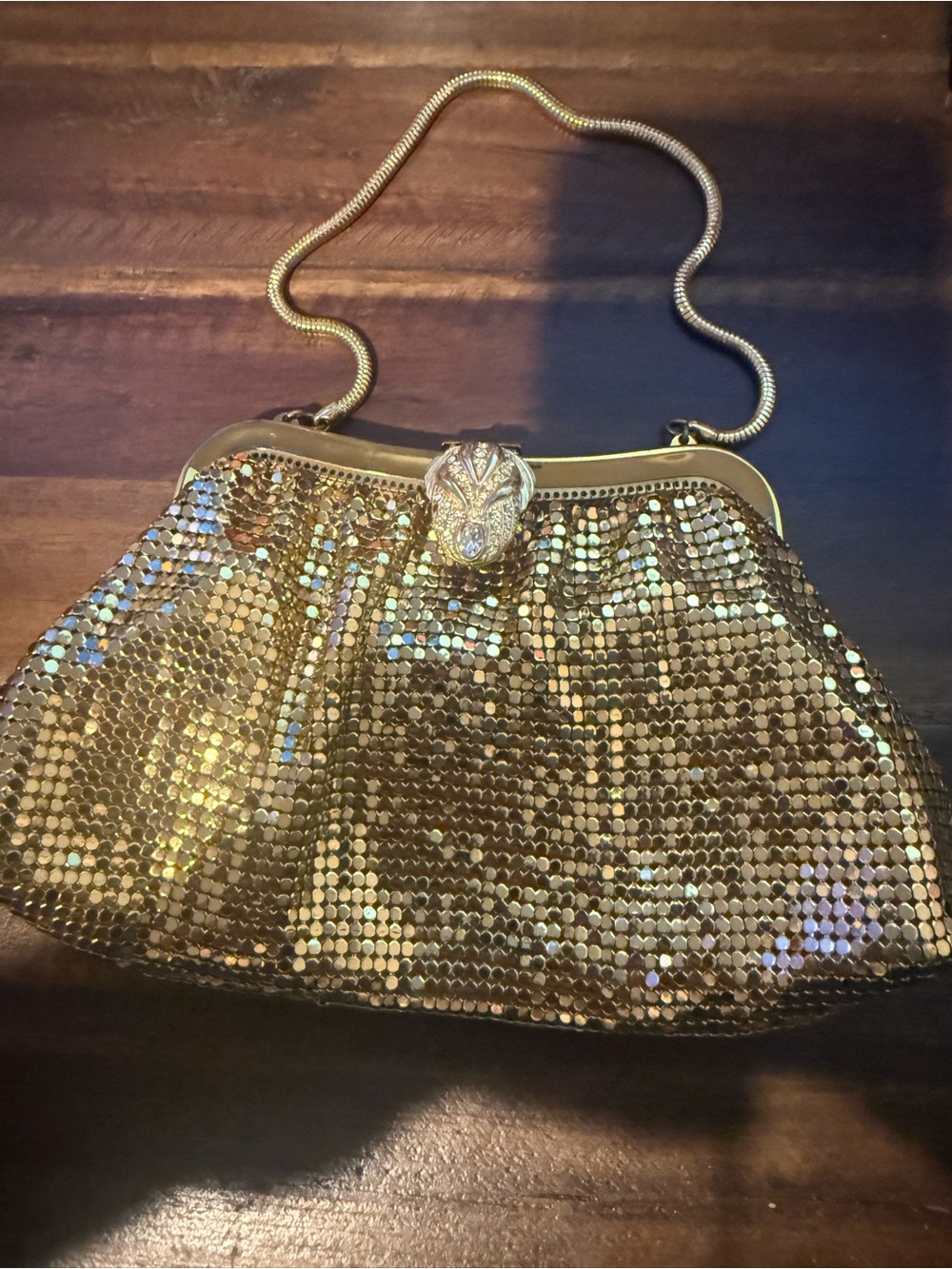 Vintage Whiting & Davis CO Gold Gold Mesh Evening Chain Wristlet